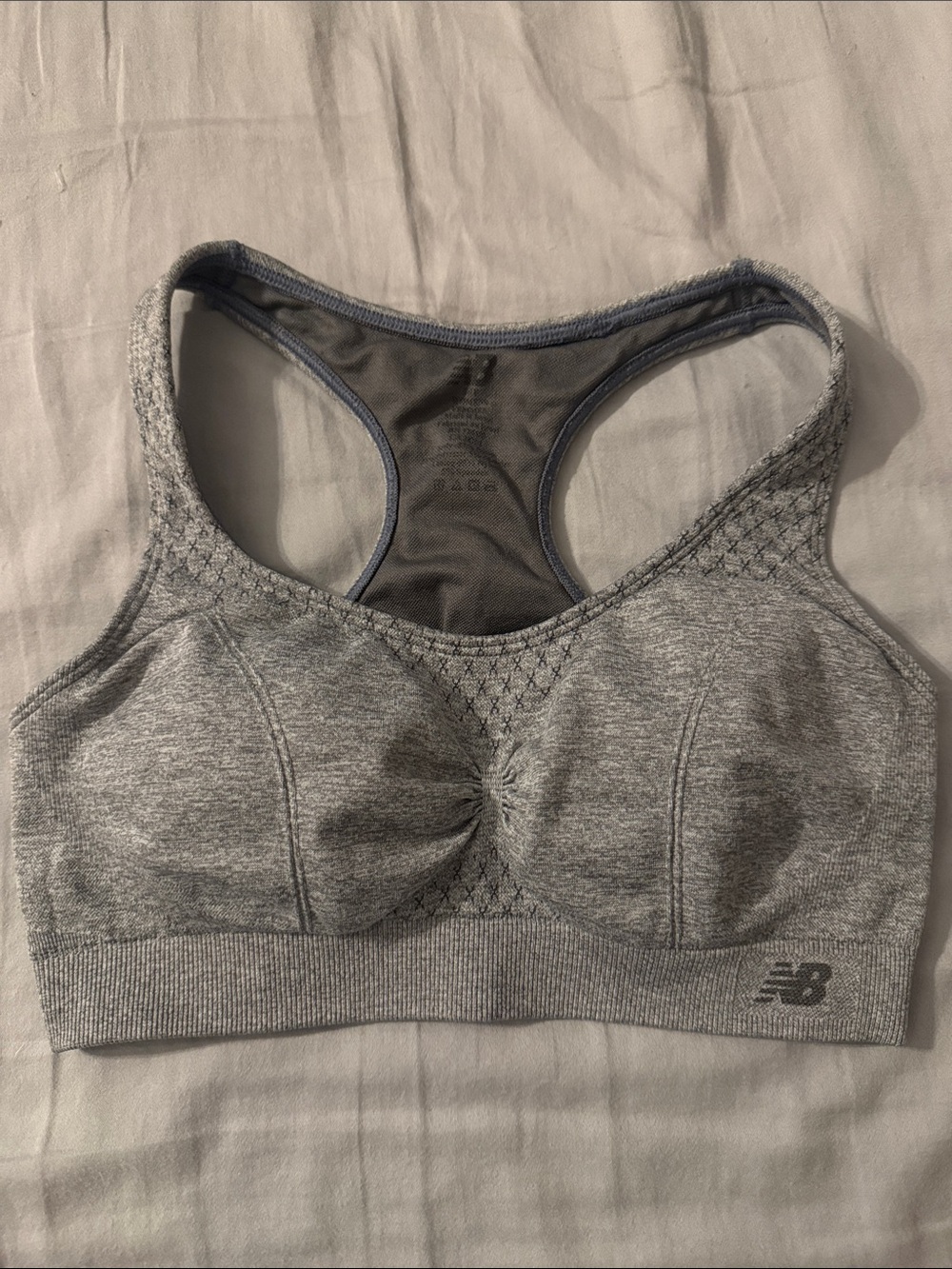 New Balance Women's Light Grey Seamless Racerback Sports Bra